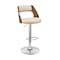 Armen Living Paulo Adjustable Swivel Cream Faux Leather and Walnut Wood Bar Stool with Chrome Base LCPQBAWACR - alternate 1